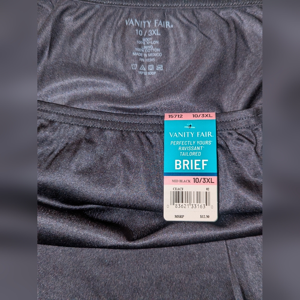 Vanity Fair Perfectly Yours Ravissant Tailored Briefs in Mid Black Sz 10/3XL NWT - Picture 6 of 7